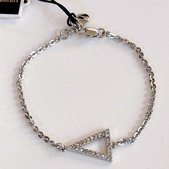 NWT Juicy Couture Pave Crystal Open Triangle Silver Tone Bracelet - Picture 14 of 15